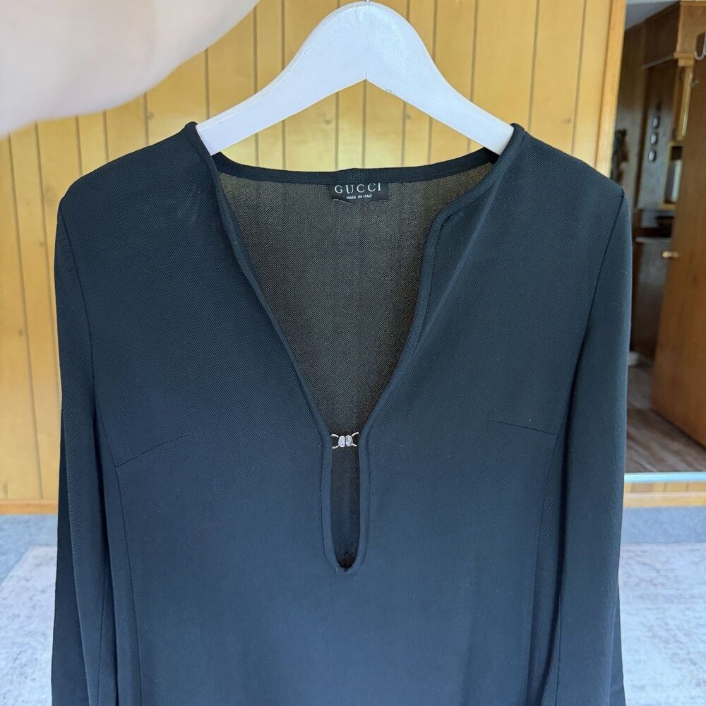 Vintage Gucci by Tom Ford Black Tunic Dress Womens Size 40 - Picture 15 of 16